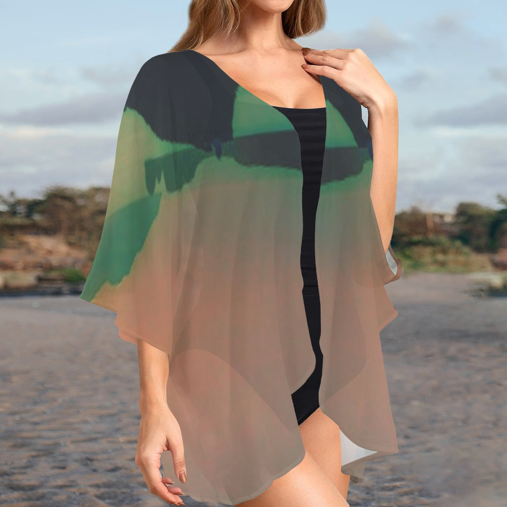 "Sunrise Morning-Verde" Short Kimono Cover-Up