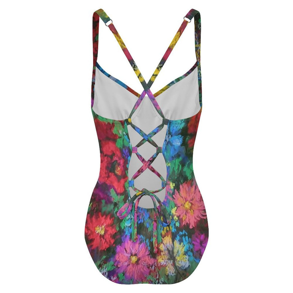 Customizable Full Print One-Piece Swimsuit Push-Up Adjustable Strap Swimwear