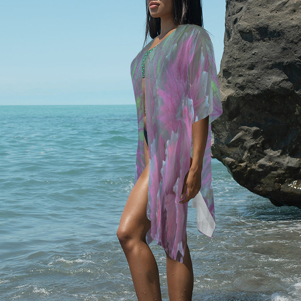 “Lavender Seas Kimono - Lightweight Floral Cover-Up for Formal Evenings, Luxury Beach Wear, Wearable Art, Casual Outings & Summer Wear, Prefect for layering.”