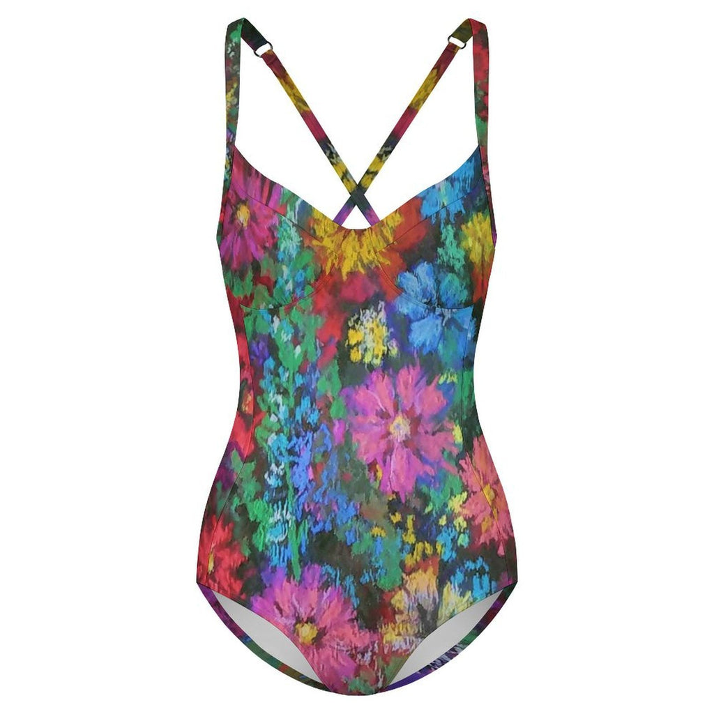 Customizable Full Print One-Piece Swimsuit Push-Up Adjustable Strap Swimwear