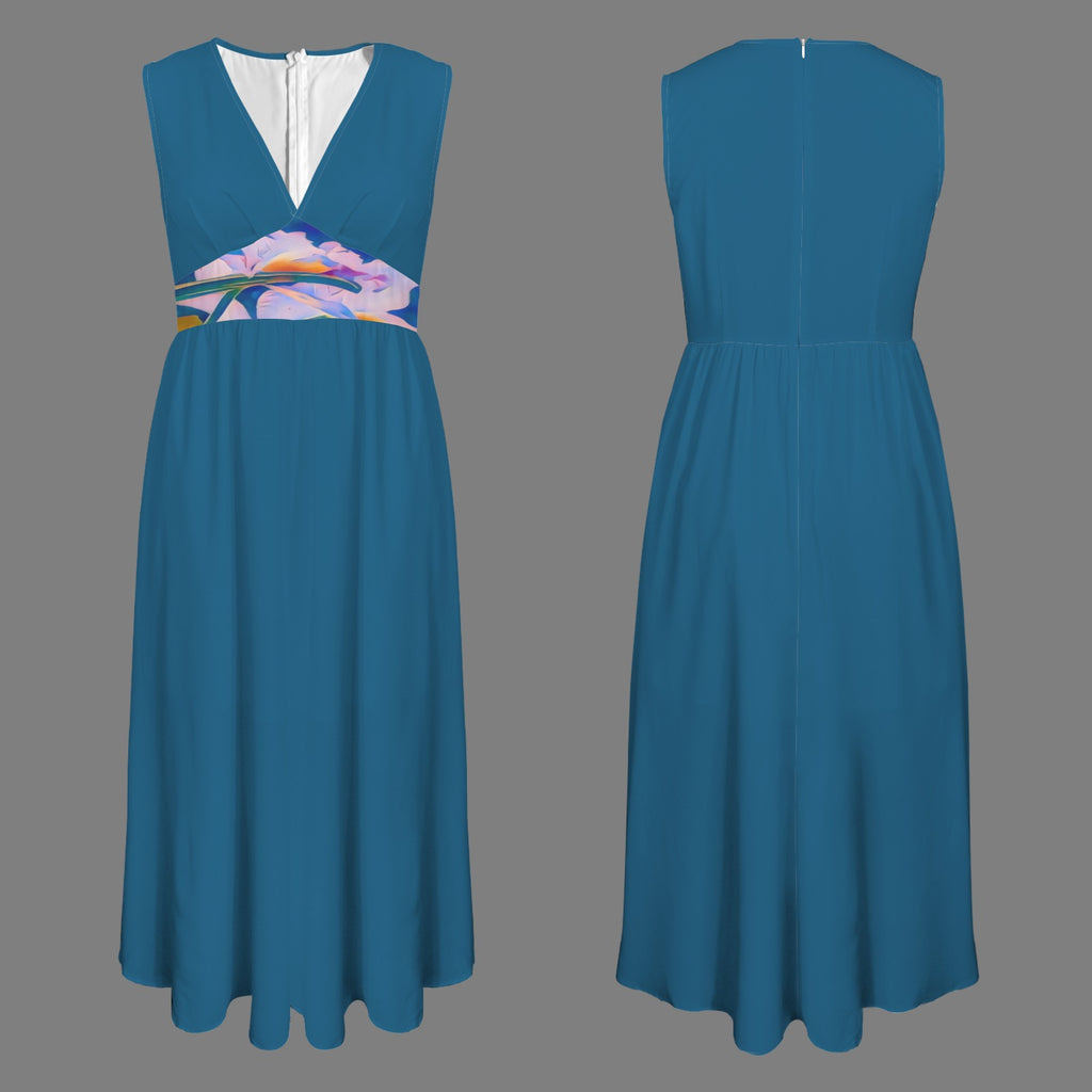 Teal Long Sleeveless Dress