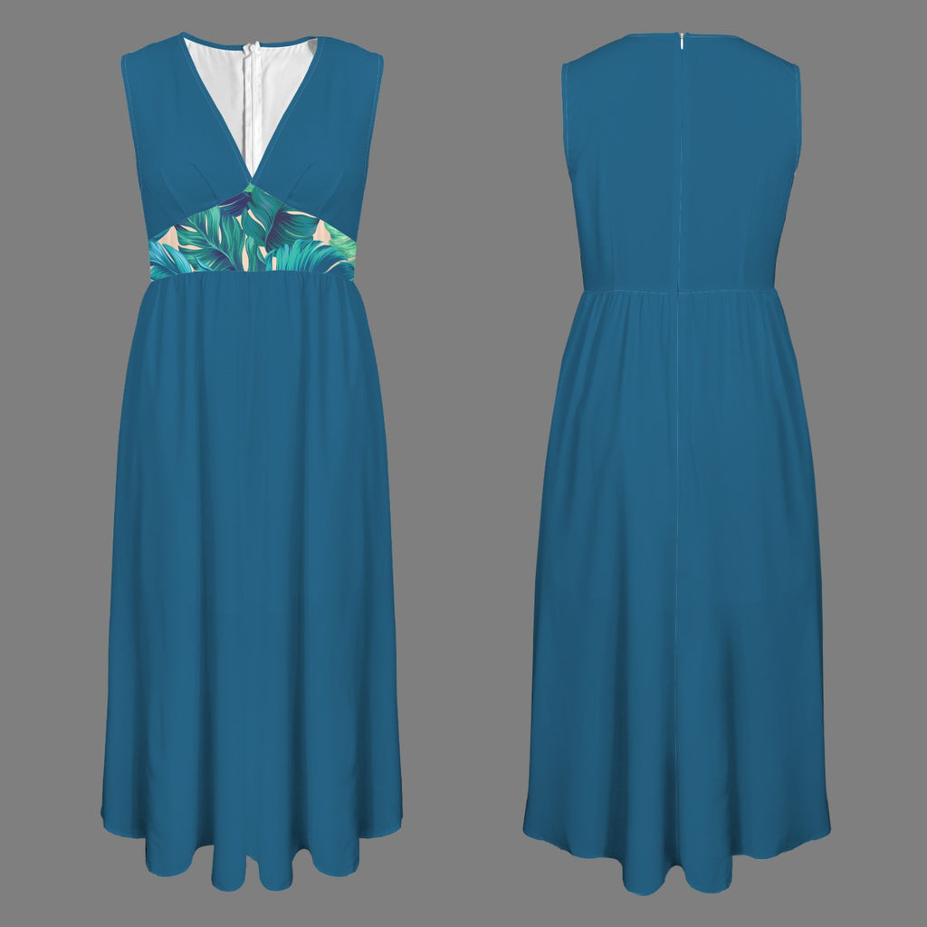Teal Long Sleeveless Dress