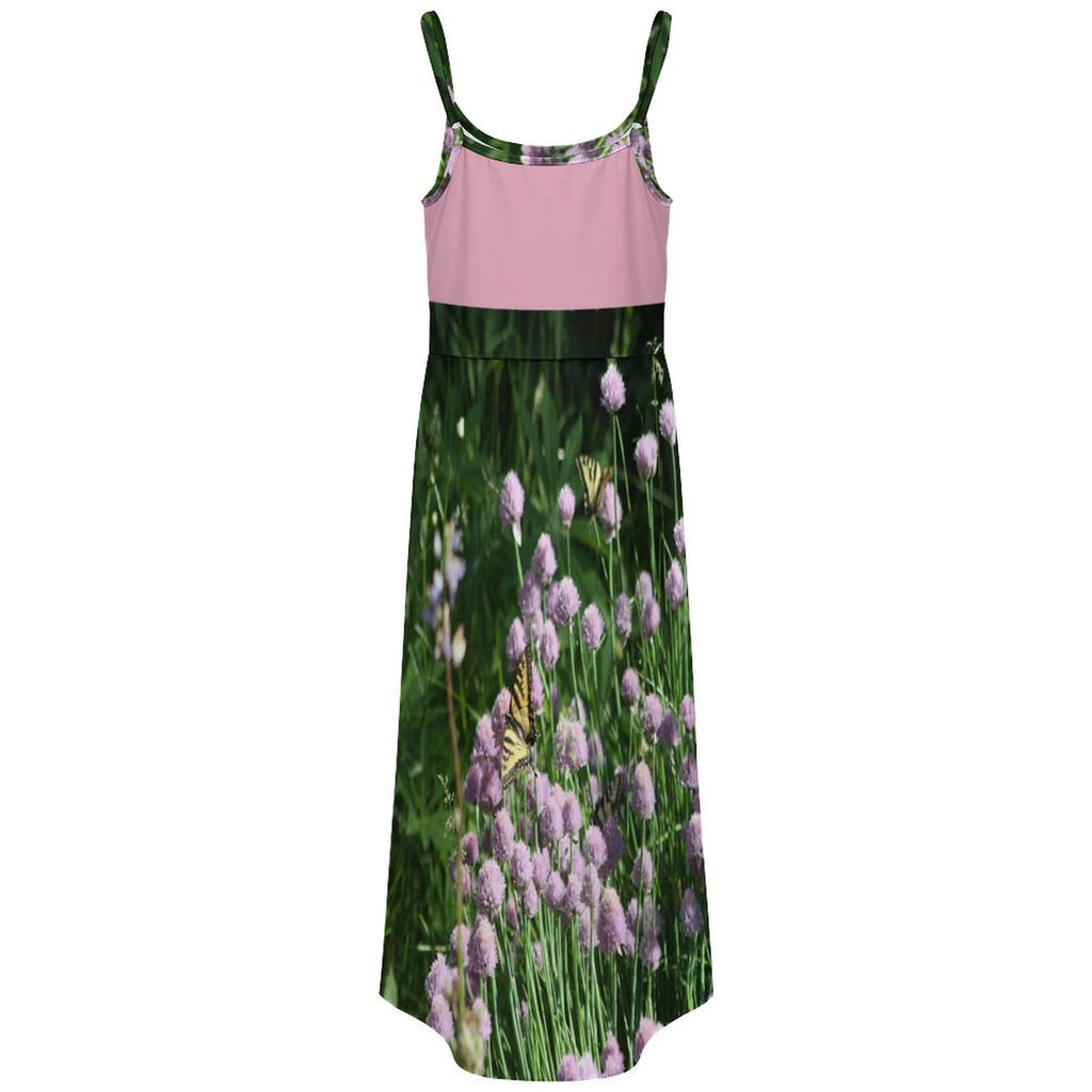 Custom Womens Spaghetti Strap Tie Waist Midi Dress