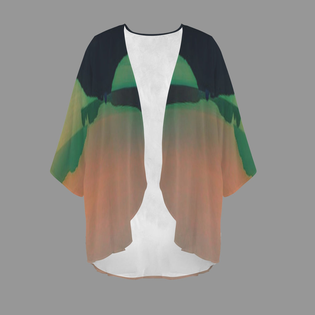 "Sunrise Morning-Verde" Short Kimono Cover-Up