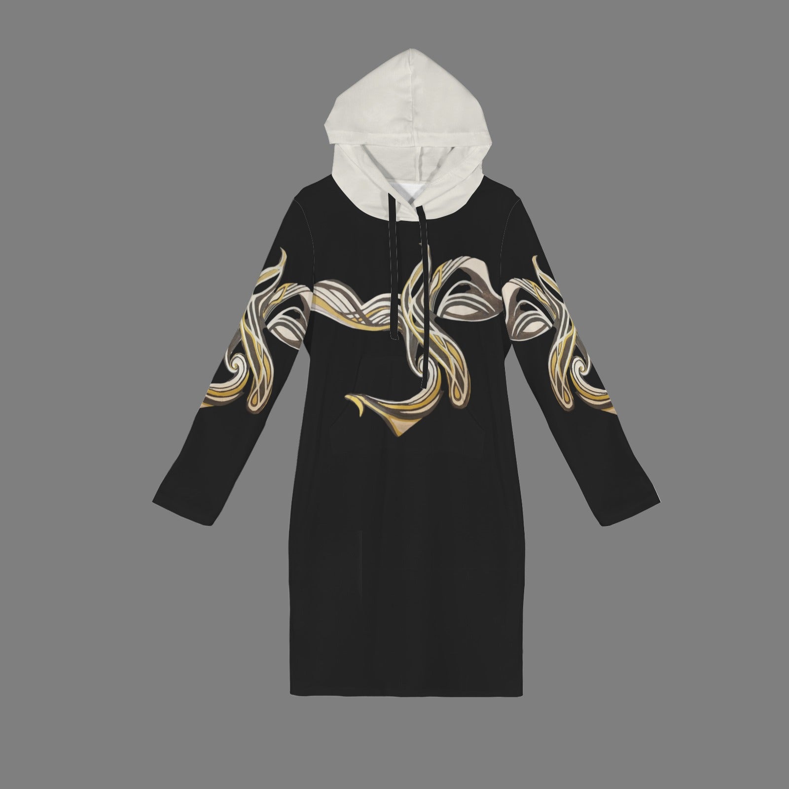 "Escape II" Sweatshirt Dress with White Hood