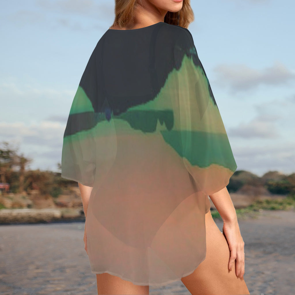 "Sunrise Morning-Verde" Short Kimono Cover-Up
