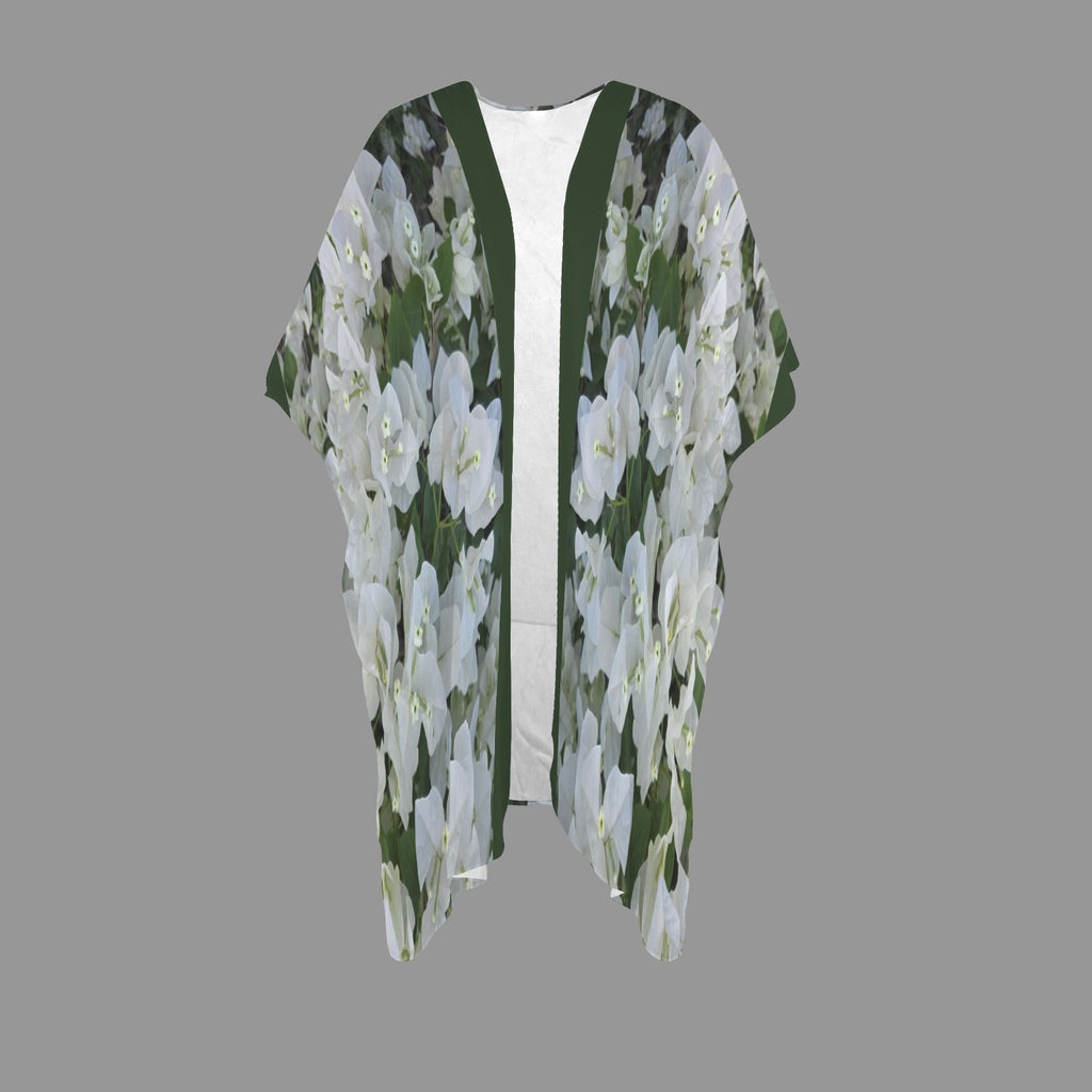 "White & Green" Floral Kimono