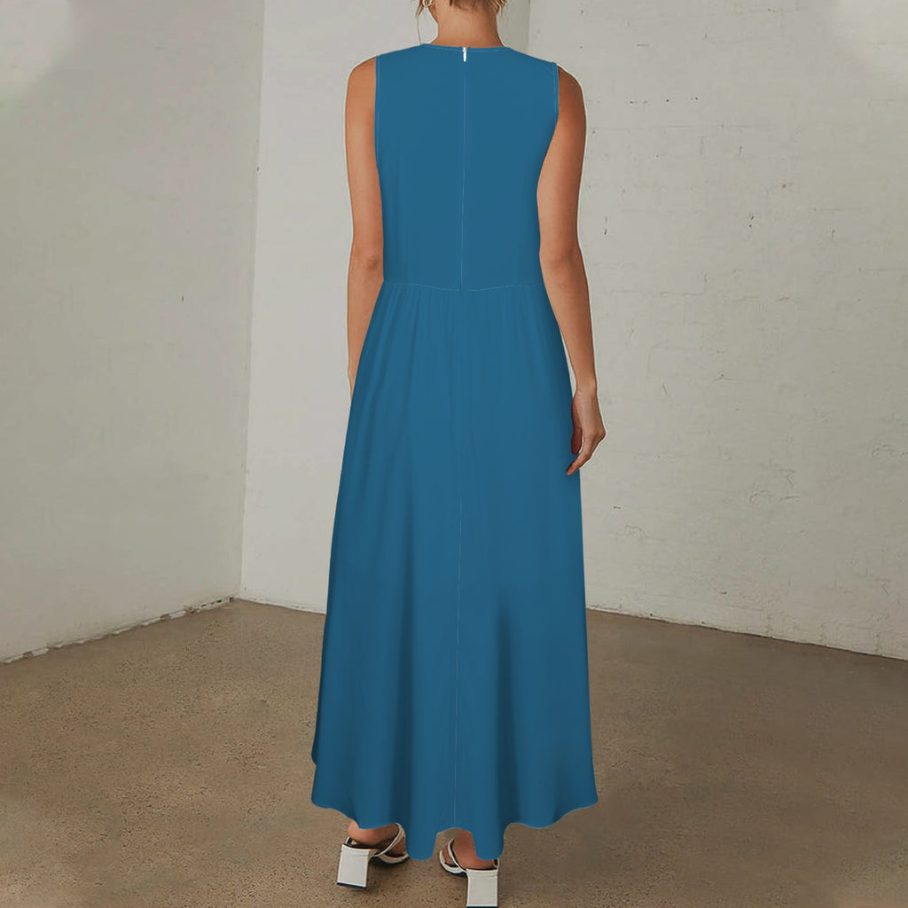 Teal Long Sleeveless Dress