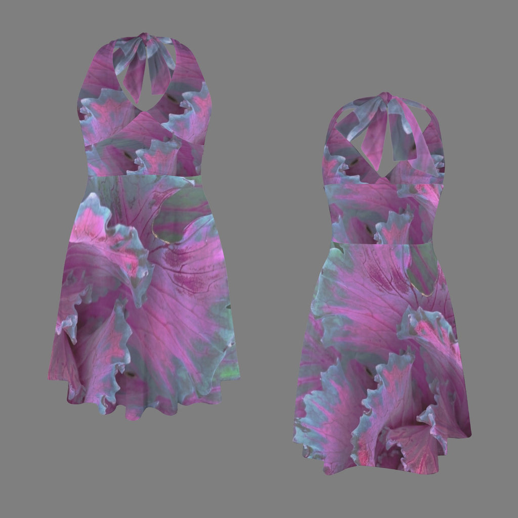 Plum Ruffles Halter Dress