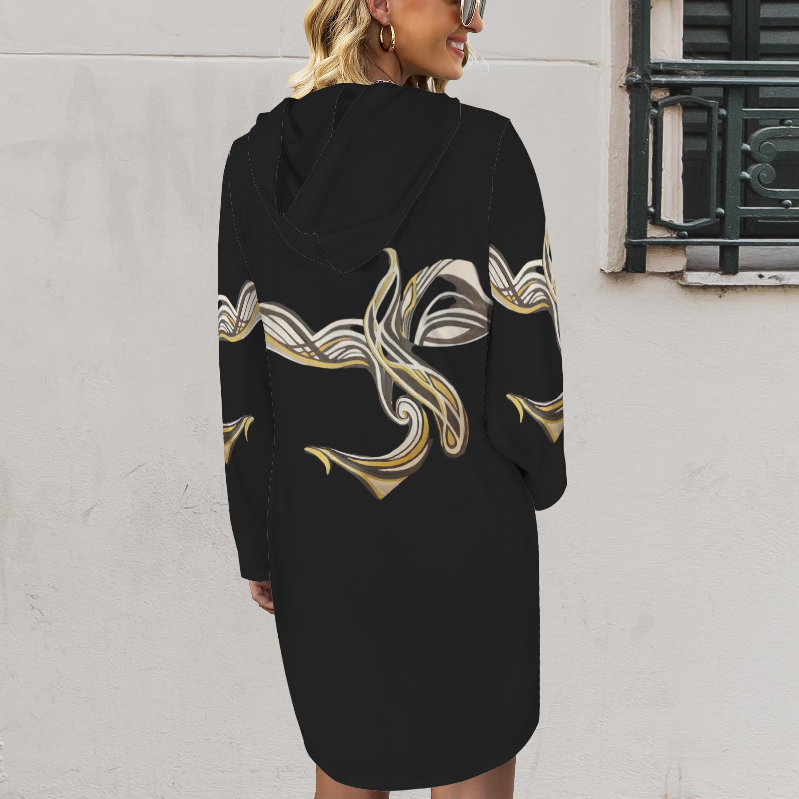 "Escape" Sweatshirt Dress in Black