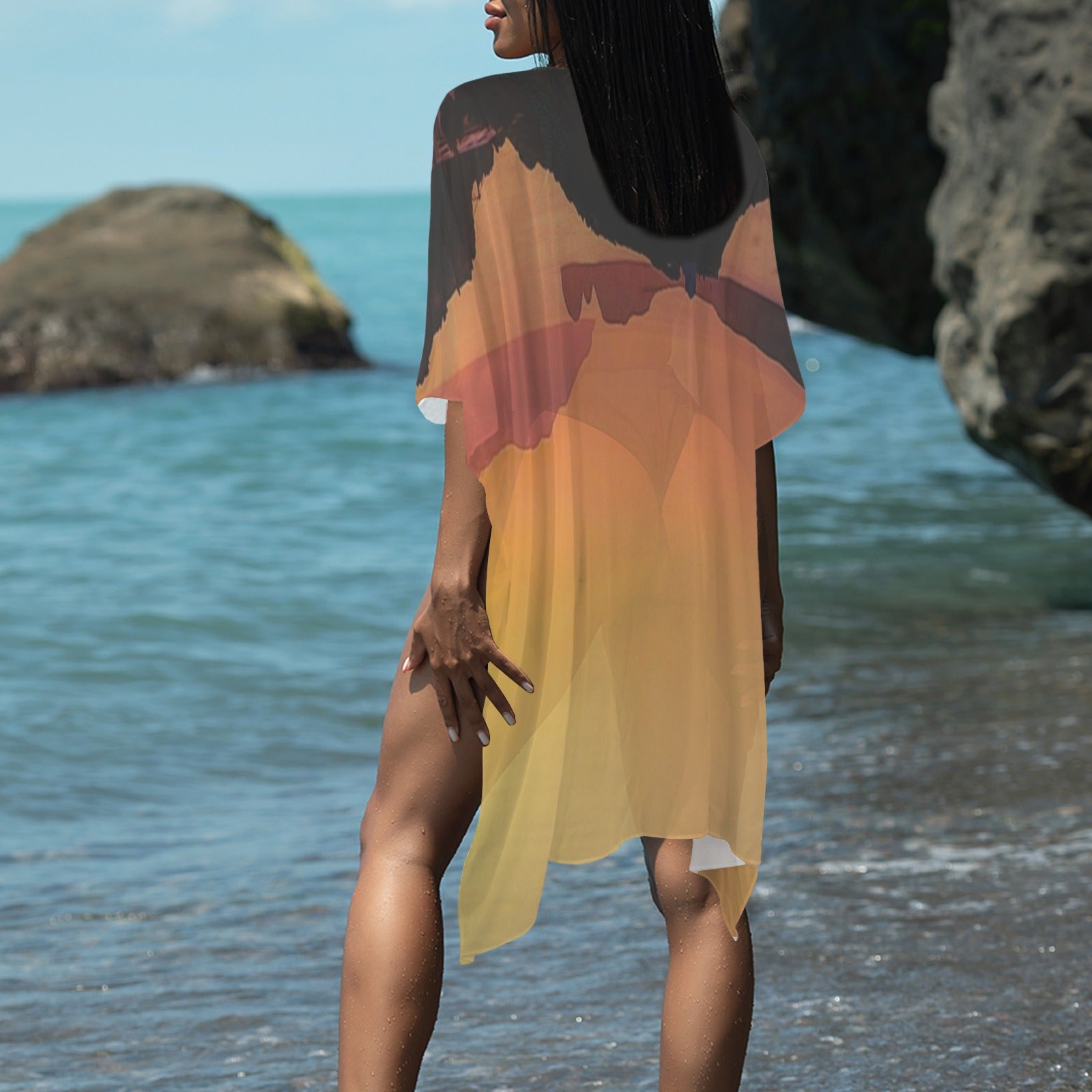 “Greek Sunset" - Long Kimono Cover-Up