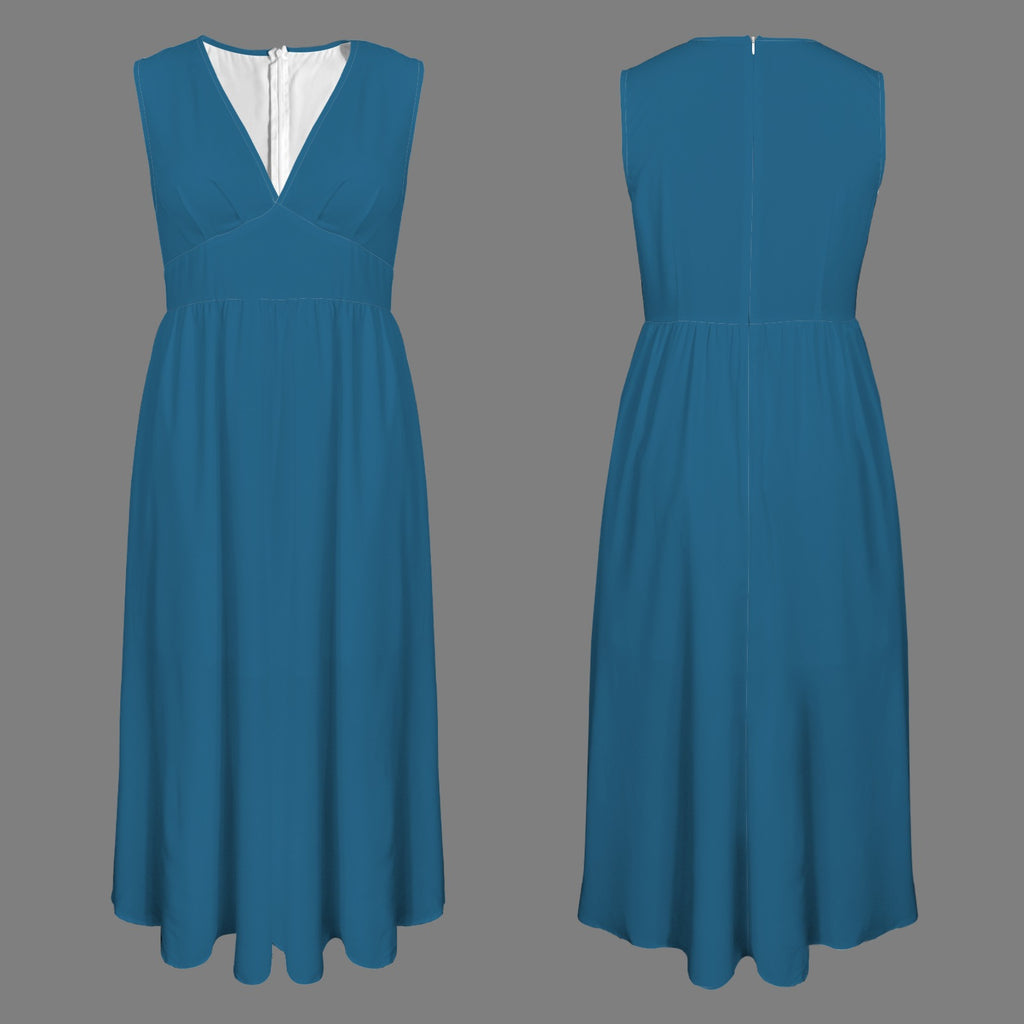 Teal Long Sleeveless Dress