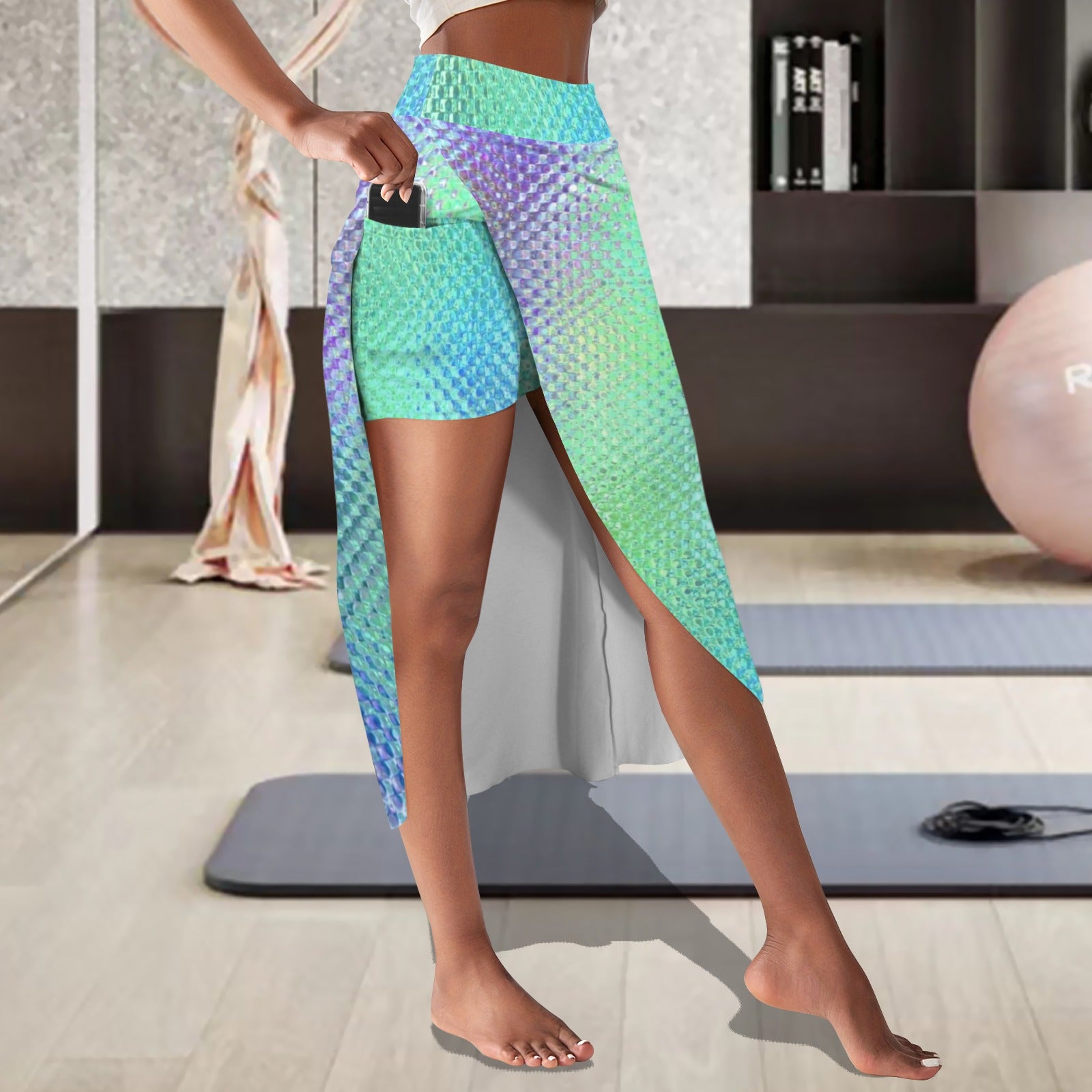 "Aqua Reflections" long skort