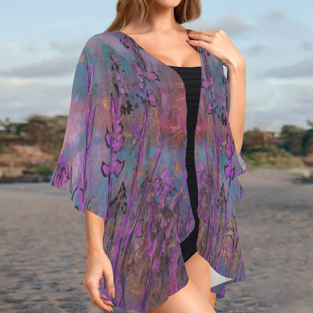 Magenta Milkweed Short Kimono