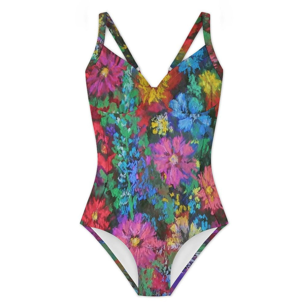 Customizable Full Print One-Piece Swimsuit Push-Up Adjustable Strap Swimwear