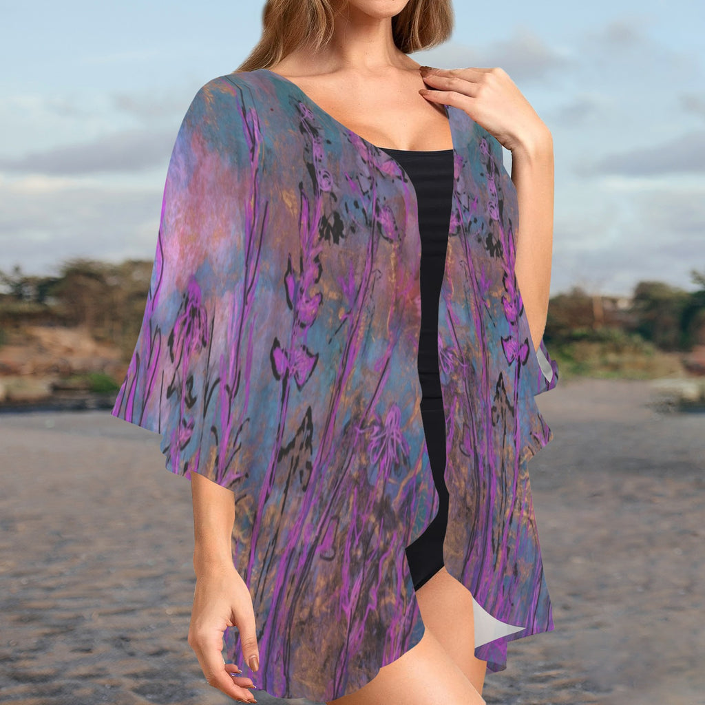 Magenta Milkweed Short Kimono