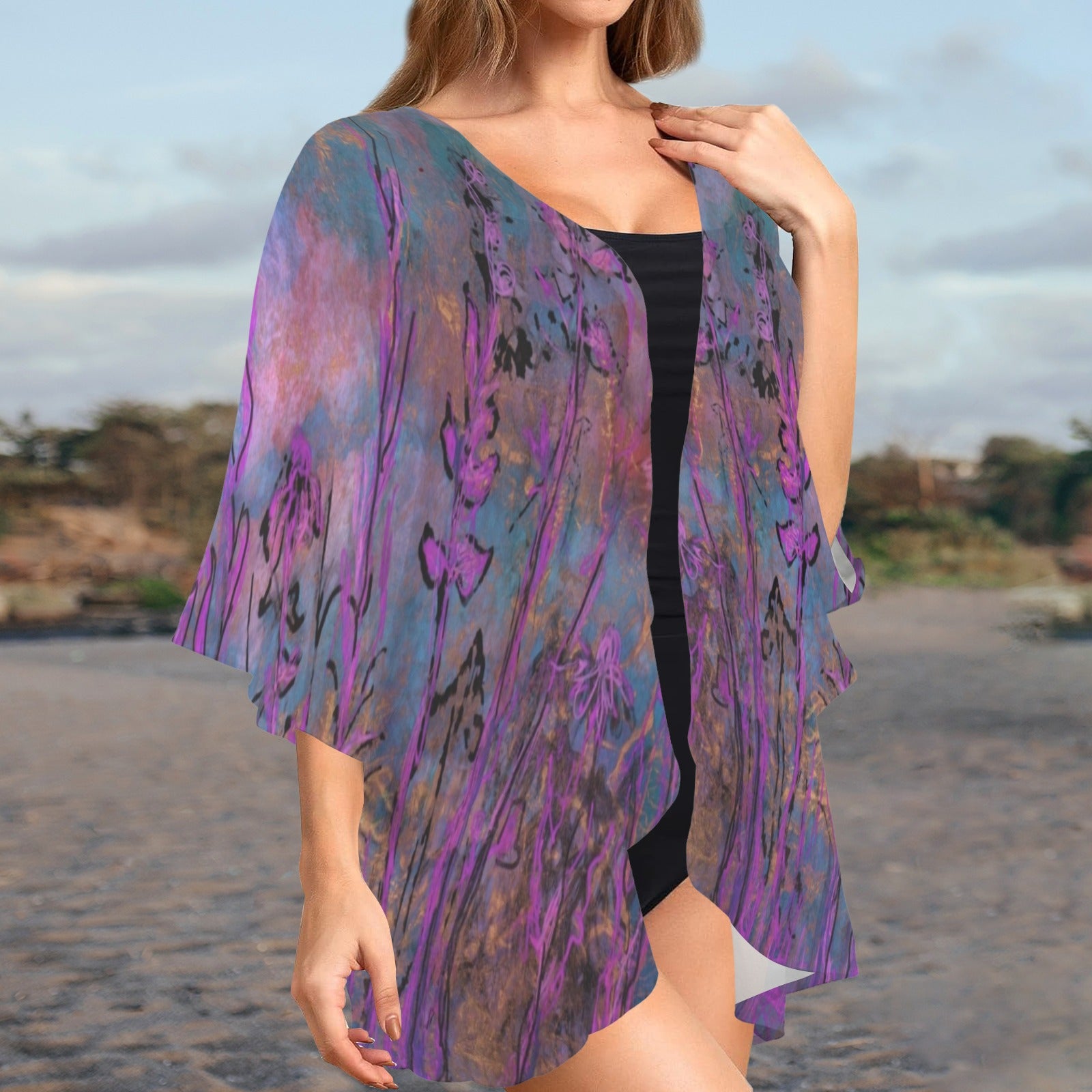 Magenta Milkweed Short Kimono