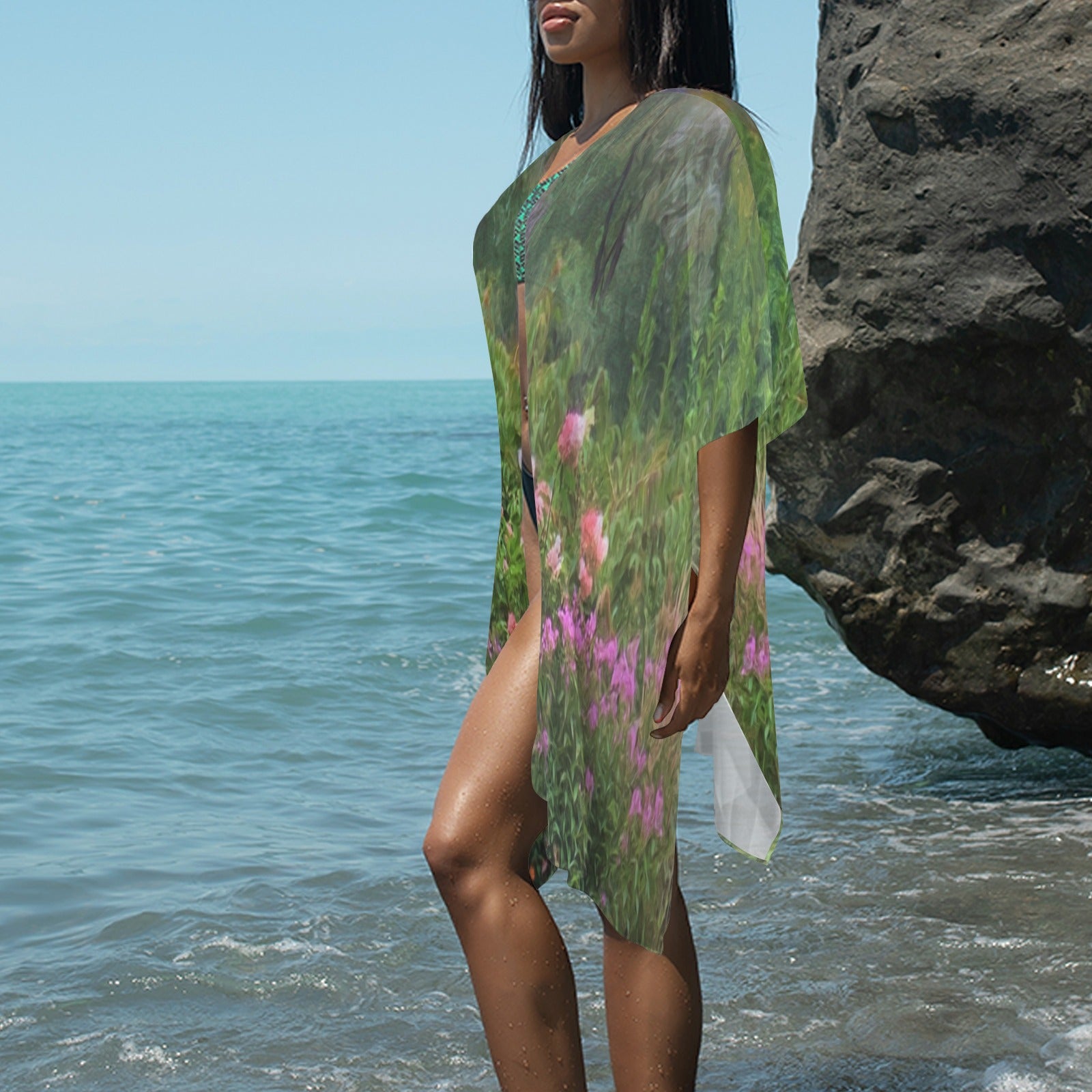 "Garden Morning" Long Cover--up