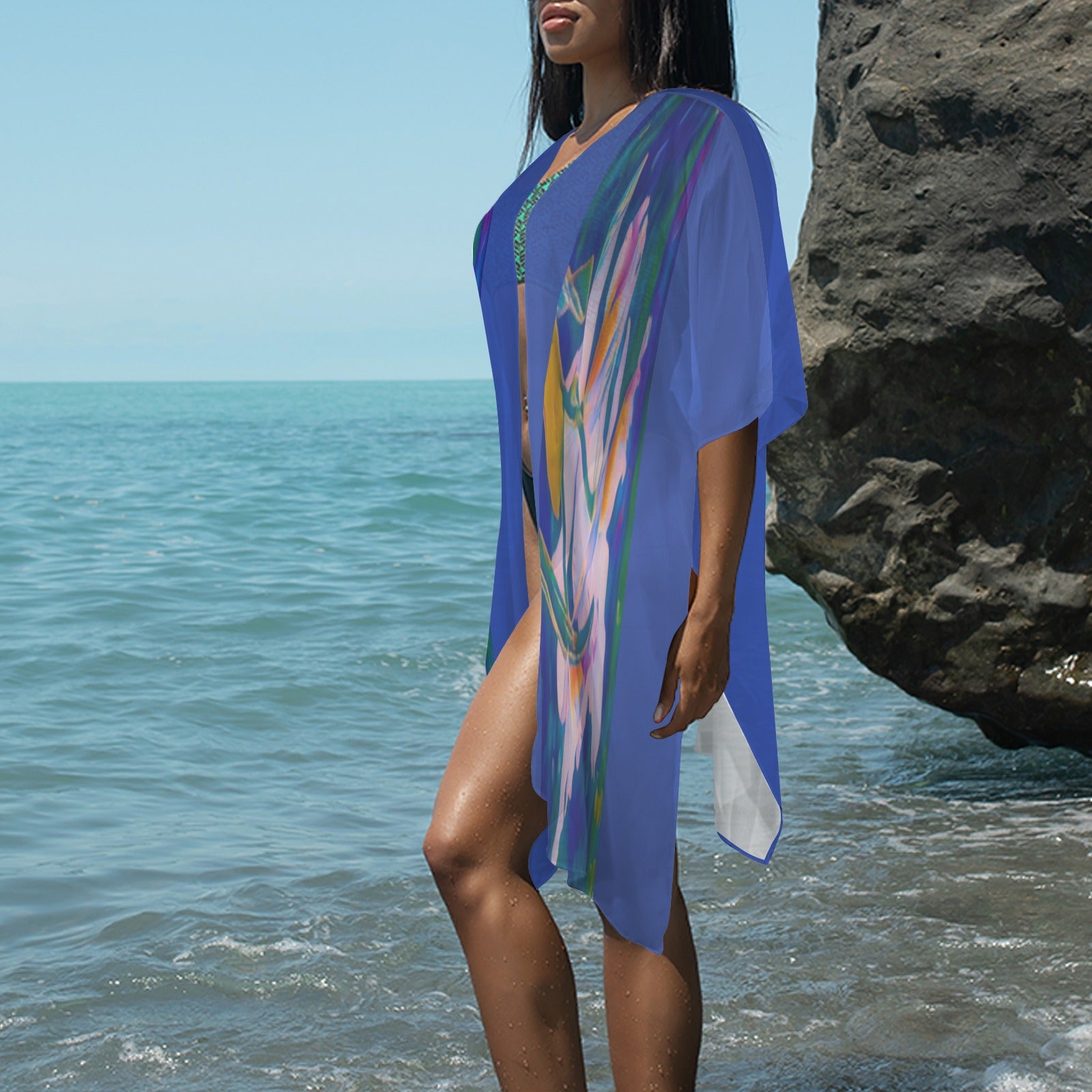“Island Orchids 3" - Lightweight Kimono Cover-Up
