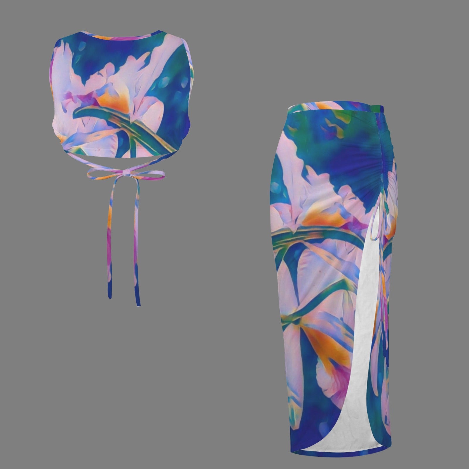 "Island Orchids" Skirt & Crop-top Set
