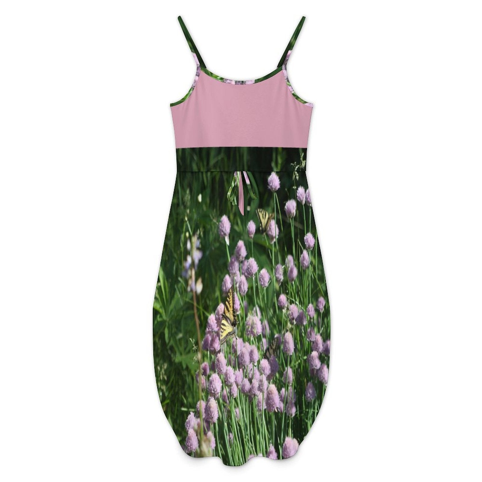 Custom Womens Spaghetti Strap Tie Waist Midi Dress