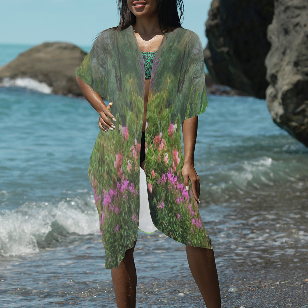 "Garden Morning" Long Cover--up