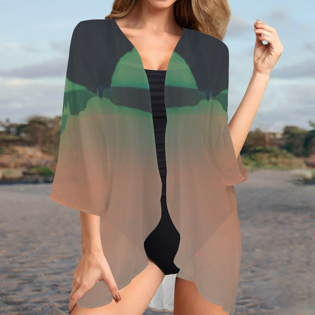 "Sunrise Morning-Verde" Short Kimono Cover-Up
