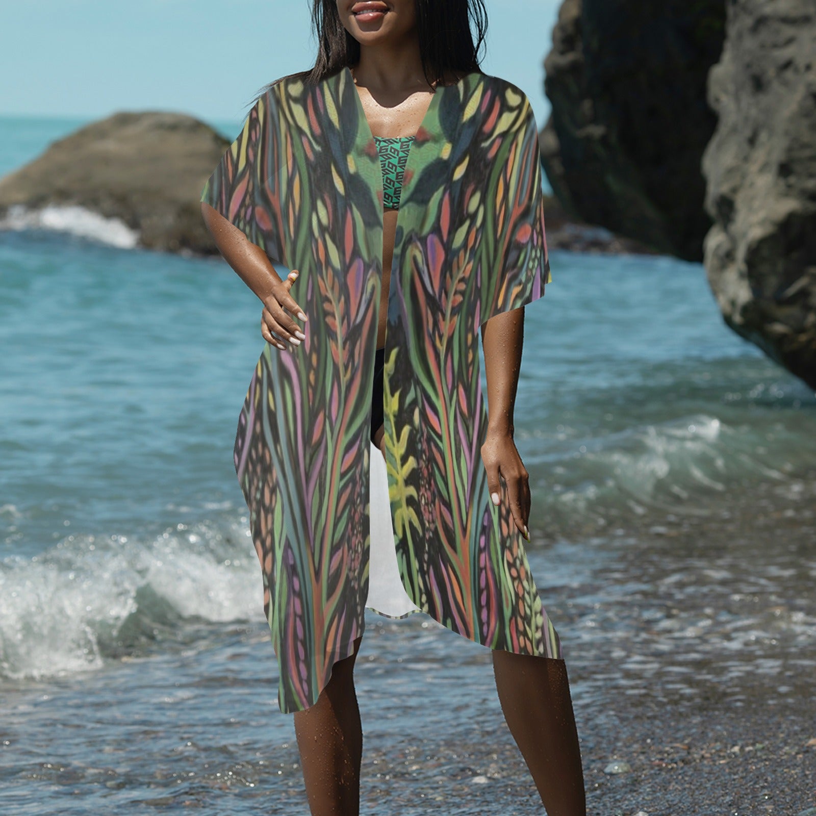 "Jungle Love" Long Kimono Cover-up
