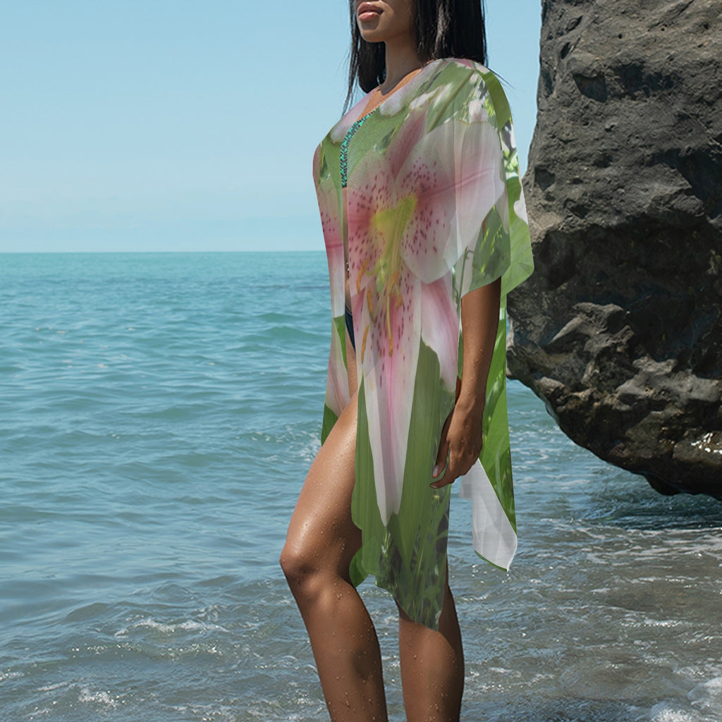 "Asian Lily" Long Kimono Cover-Up