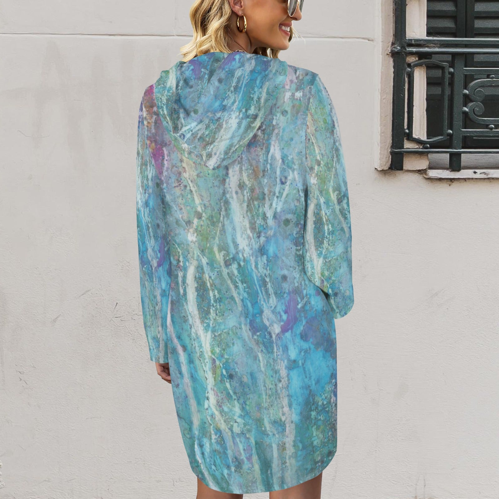 Aqua Racer Sweatshirt Dress