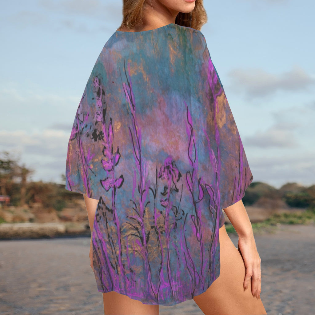 Magenta Milkweed Short Kimono
