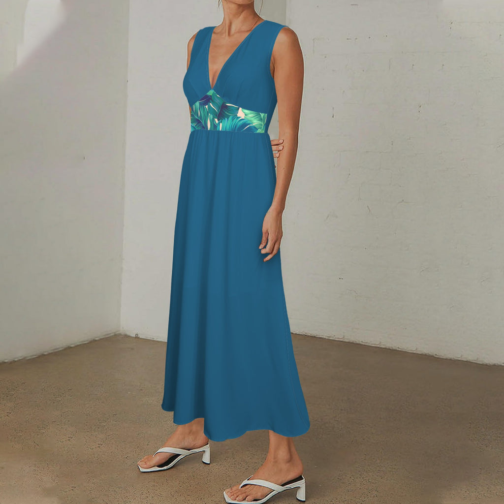 Teal Long Sleeveless Dress