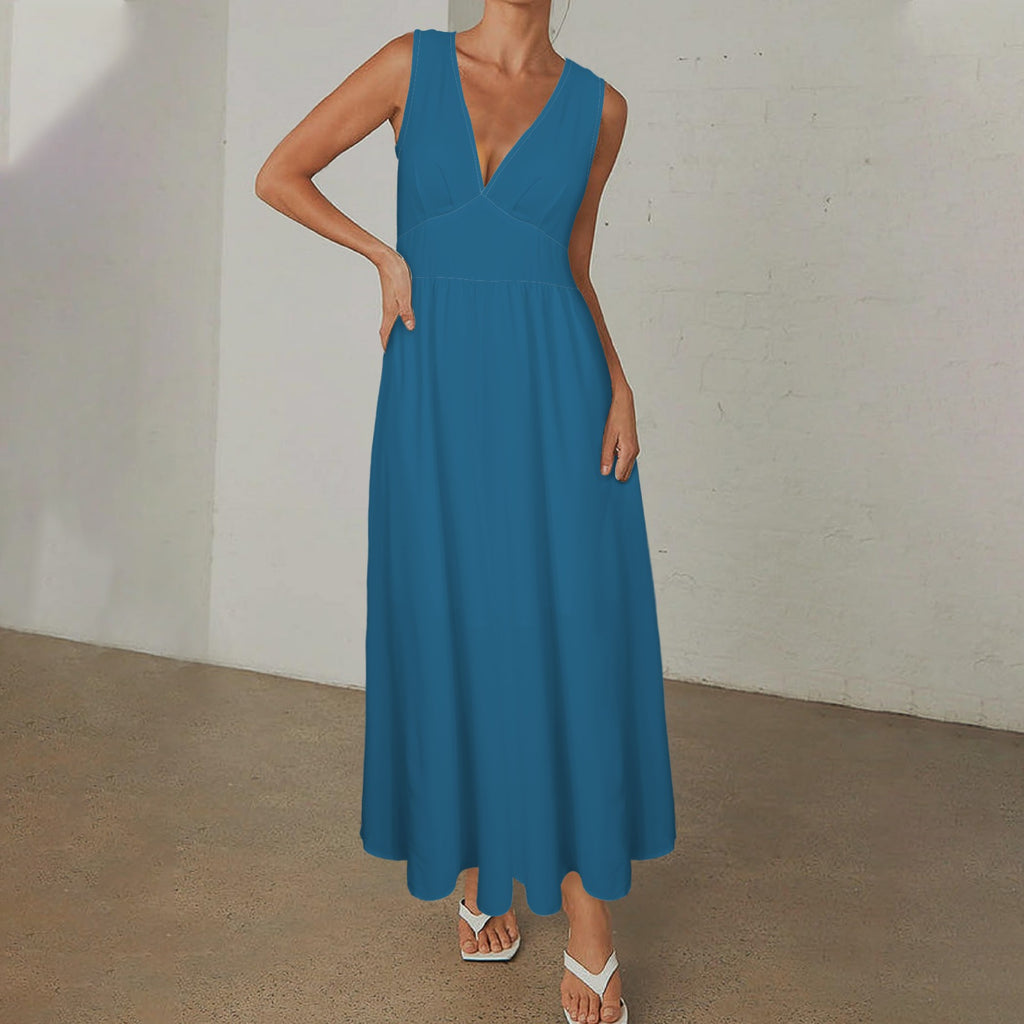 Teal Long Sleeveless Dress