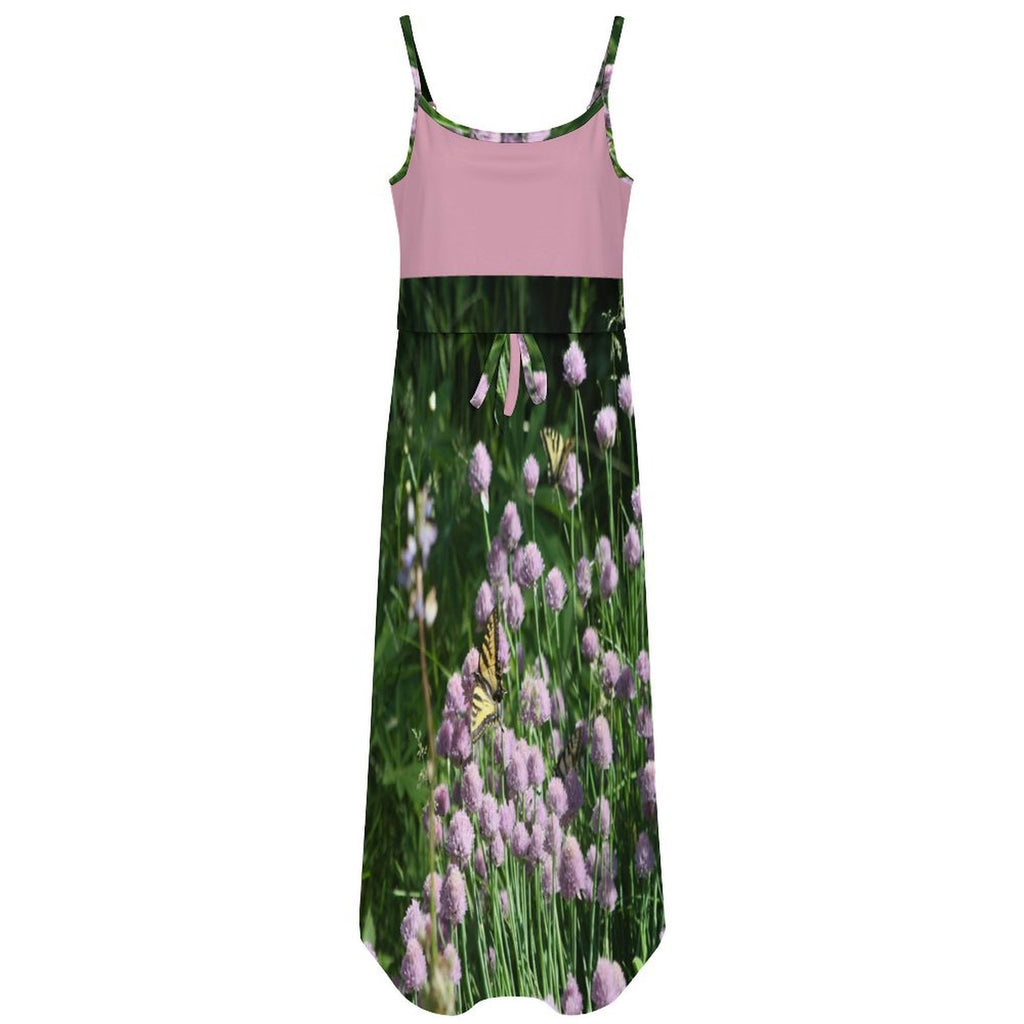 Custom Womens Spaghetti Strap Tie Waist Midi Dress