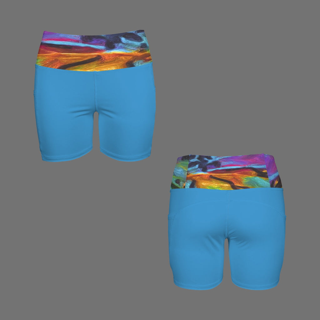 Tropical Blast Blue Bike Shorts