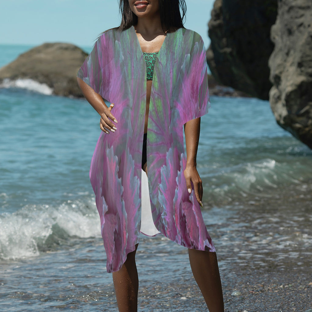 “Lavender Seas Kimono - Lightweight Floral Cover-Up for Formal Evenings, Luxury Beach Wear, Wearable Art, Casual Outings & Summer Wear, Prefect for layering.”