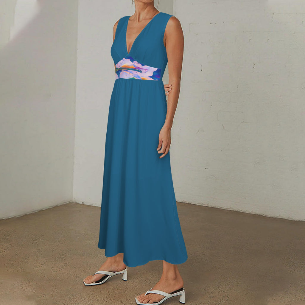 Teal Long Sleeveless Dress